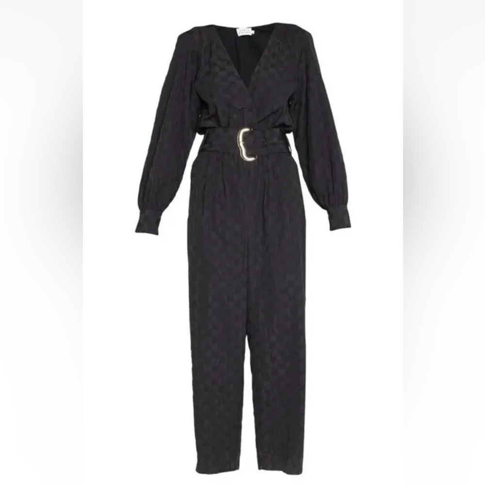 Tanya Taylor Talisia Jumpsuit with Belt in Black with Gold Buckle NWT- Size XS